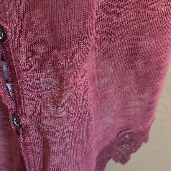 Free People Linen Blend Lace Detailed Lightweight Cardigan Feminine Casual Boho - Picture 9 of 12